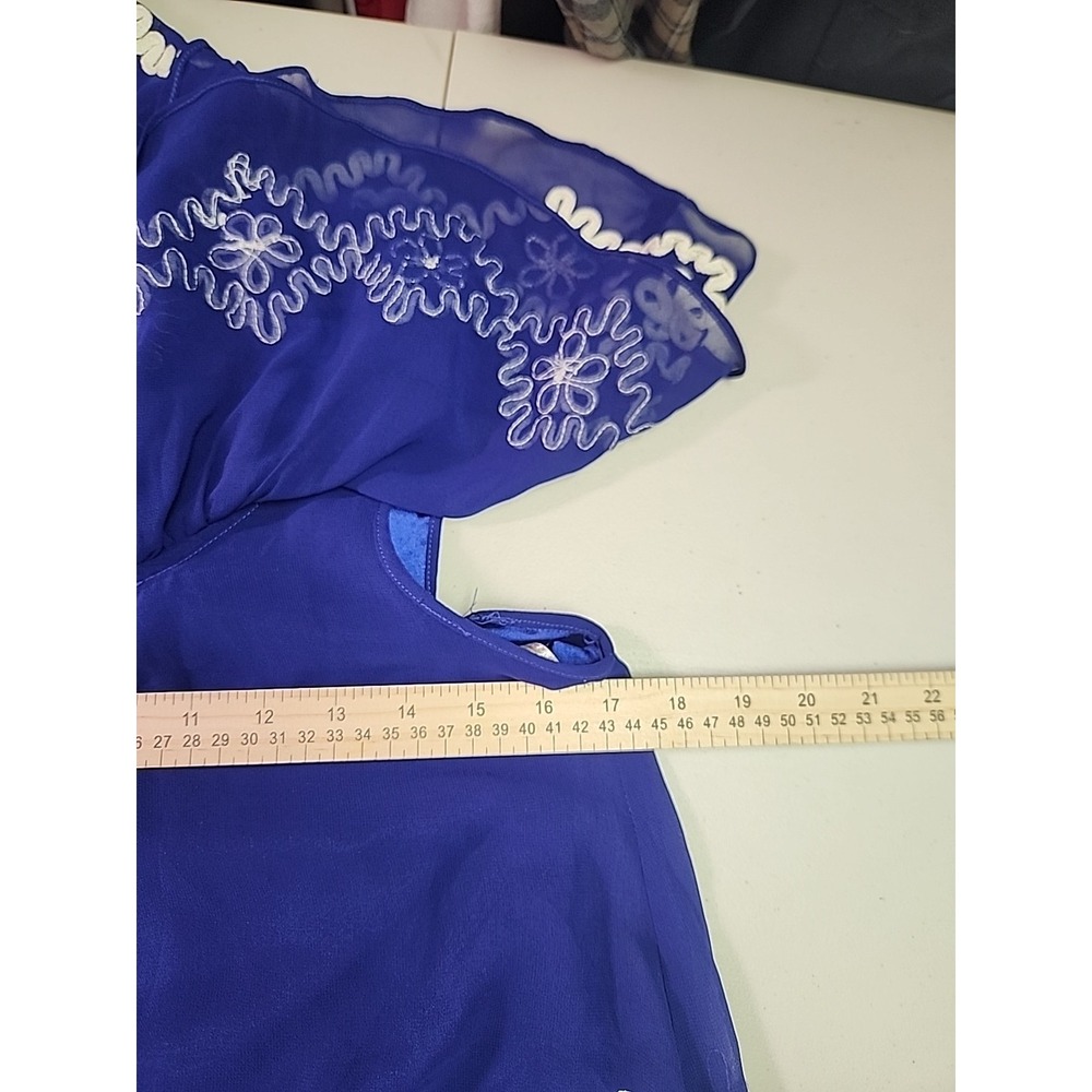 MM Couture By Miss Me Sz S Royal Blue Blouse Top Flowy Whimsical Fairy Girly EUC - Picture 6 of 9